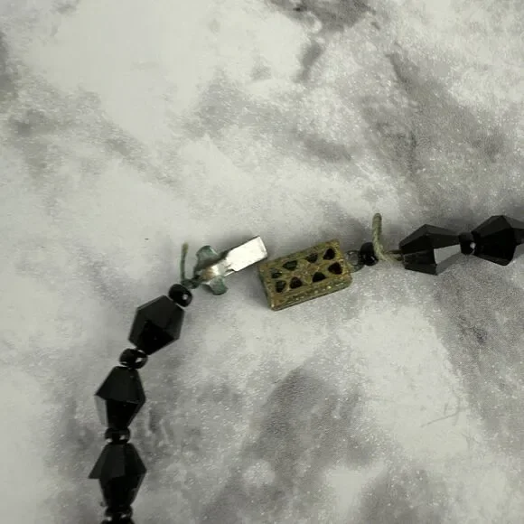 Vintage Victorian 1920's Faceted Glass Morning Beads Beaded Necklace Black